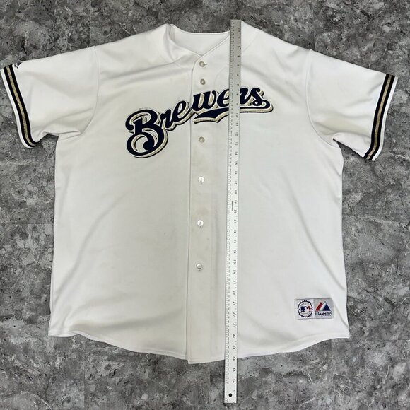 Milwaukee Brewers Majestic Jersey Blue White Gold Men's Size XXL White Blue Gold - Picture 7 of 7